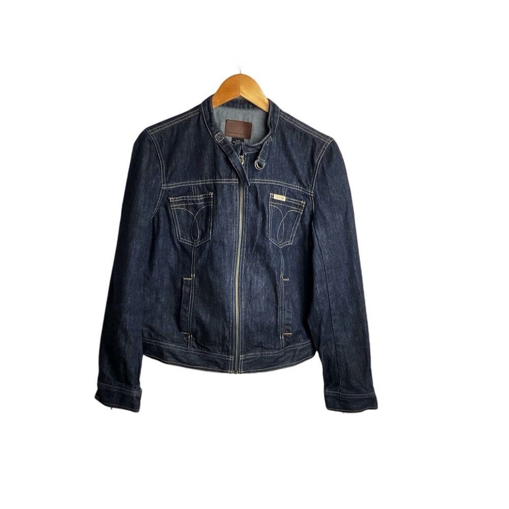Calvin Klein‎ Zip Front Dark Wash Denim Jacket Size XL